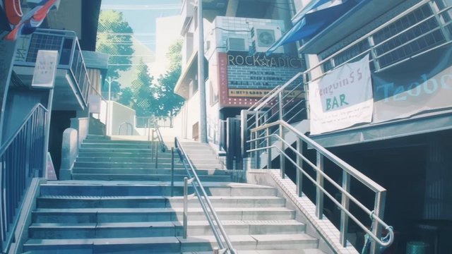 The staircase in front of Flamingo and Yuji Itadori's confrontation